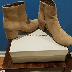 Marc Fisher tan suede booties
